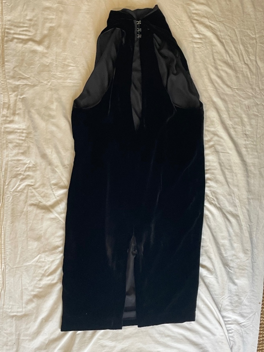 Black velvet halter/cowl neck cocktail dress